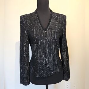 St. John Black Beaded Jacket S